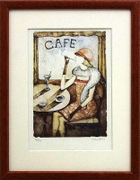 Aleš Vondřich - Dáma s viržínkem - signovaný umělecký tisk